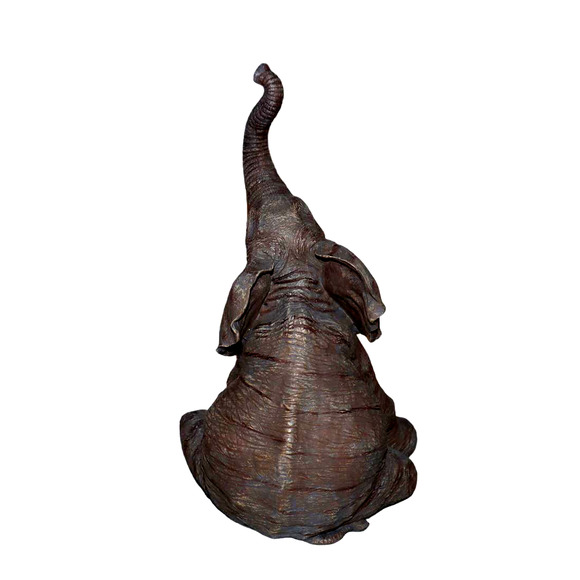 8" High Asian Elephant Figurine with Trunk Up Symbolic Elegance for Your Space! - Picture 3 of 6